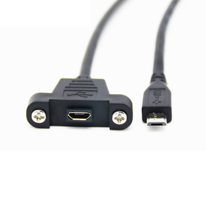 0.3m 0.5m微型USB 5针90度USB 2.0公连接器至带螺钉面板安装孔的微型母延长线 - Product Image 3
