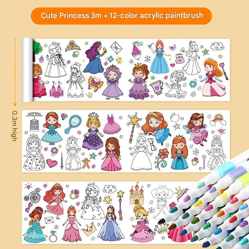 Princesse 3 mètres + Pinceau 12 couleurs