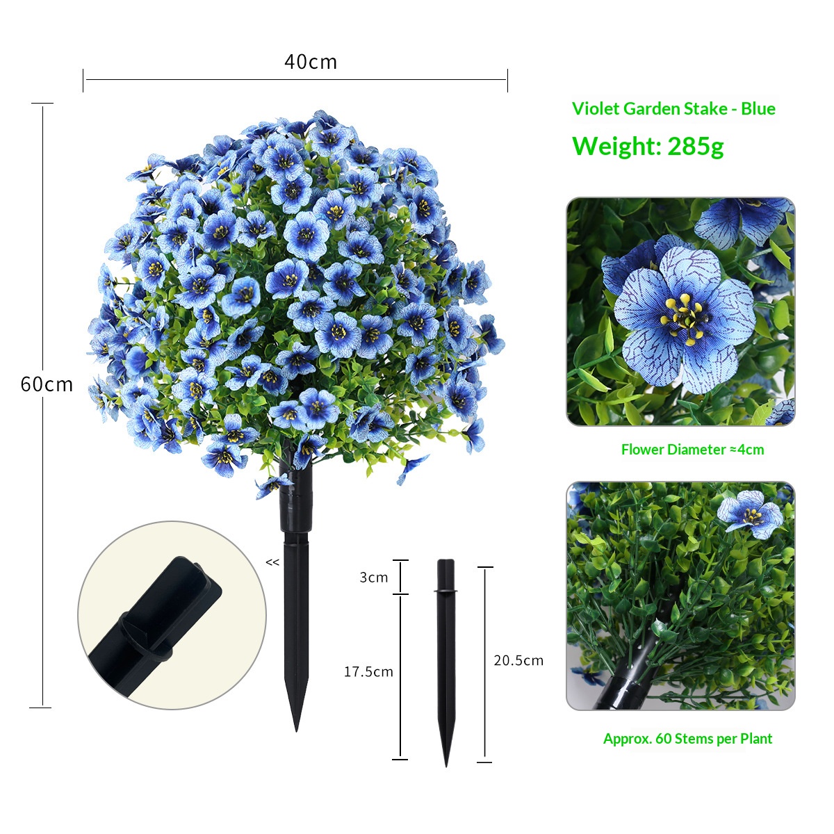Plantation de violets en bleu