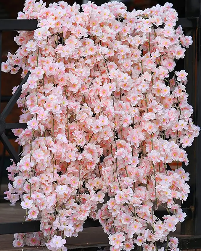 Diskon besar pohon bunga sakura sutra bunga rambat buatan untuk rumah bunga hias pernikahan