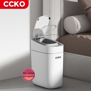 CCKO pequeño cubo de basura de plástico con Sensor de oficina sin contacto tapa de cierre suave cubo de basura automático cubo de basura inteligente para cocina Baño - Product Image 4