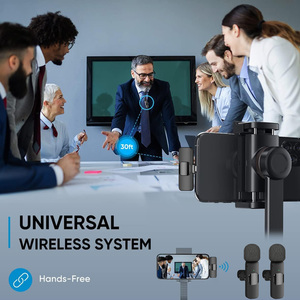 Chuyên nghiệp không dây Lavalier ve áo <span class=keywords><strong>Microphone</strong></span> đa hướng ngưng ghi âm Mic phỏng vấn video podcast vlog Youtube - Product Image 4