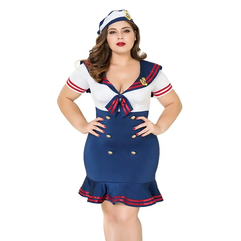 Dropshipping productos para adultos disfraces de juego de rol de Halloween más tamaño sexy marinero chica disfraz para mujeres gordas