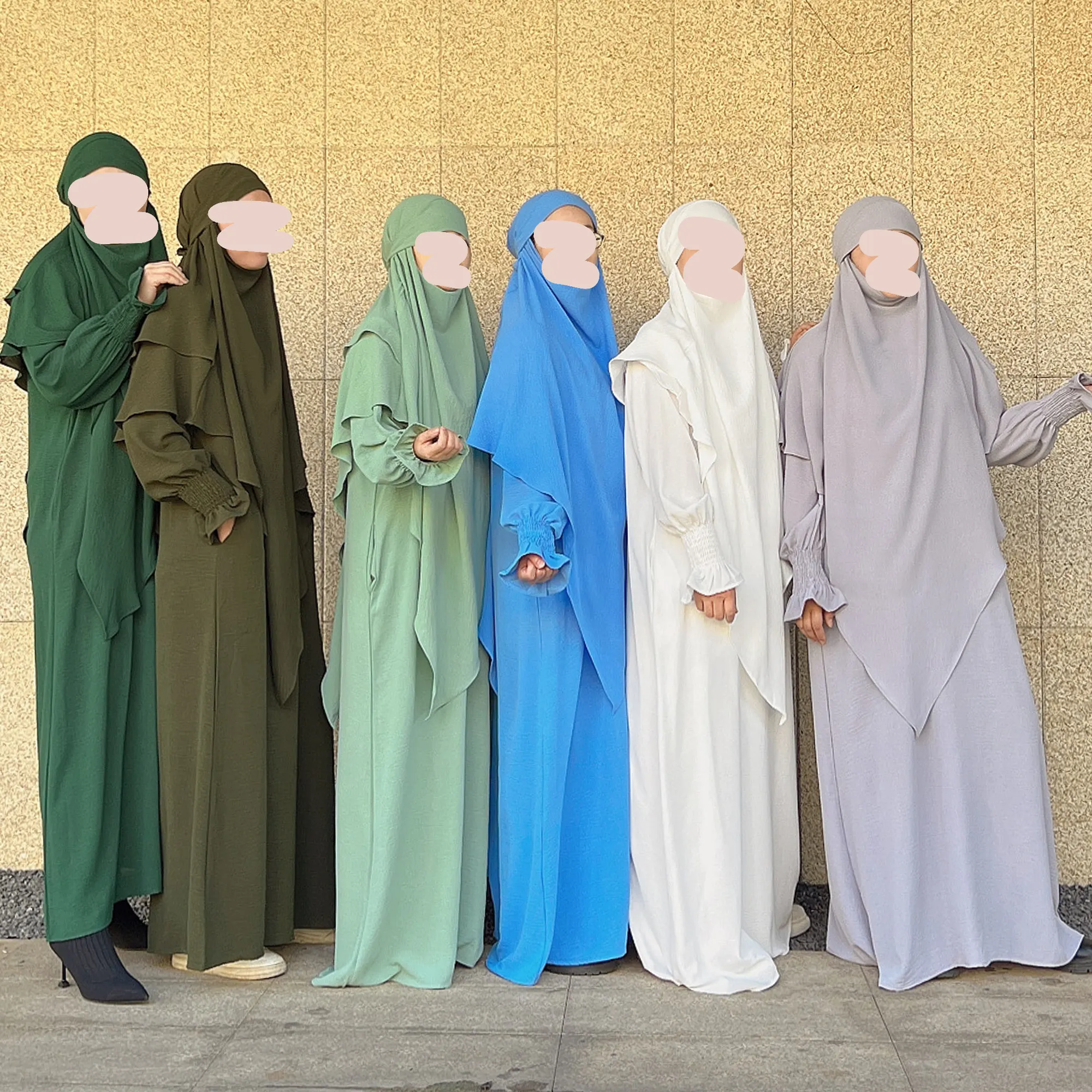 Yibaoli produttore dubai 2 pezzi abaya con due strati khimar hijab per le donne