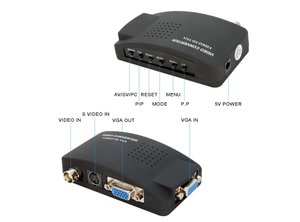 Convertidor de vídeo BNC a VGA, entrada de S-Video compuesto a PC, adaptador de salida VGA, caja de interruptor Digital para PC, cámara MACTV, DVD DVR