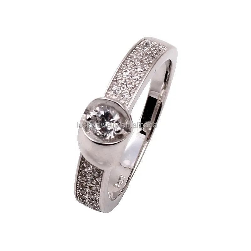 wholesale italian jewelry brushed cubic zirconia silver plated brass rhodium plated cz rings for couple