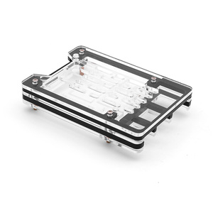Nuova custodia in acrilico a 5 strati per lampone Pi 5 trasparente e nero a guscio alternato per l'installazione di un dispositivo di raffreddamento attivo ufficiale - Product Image 1