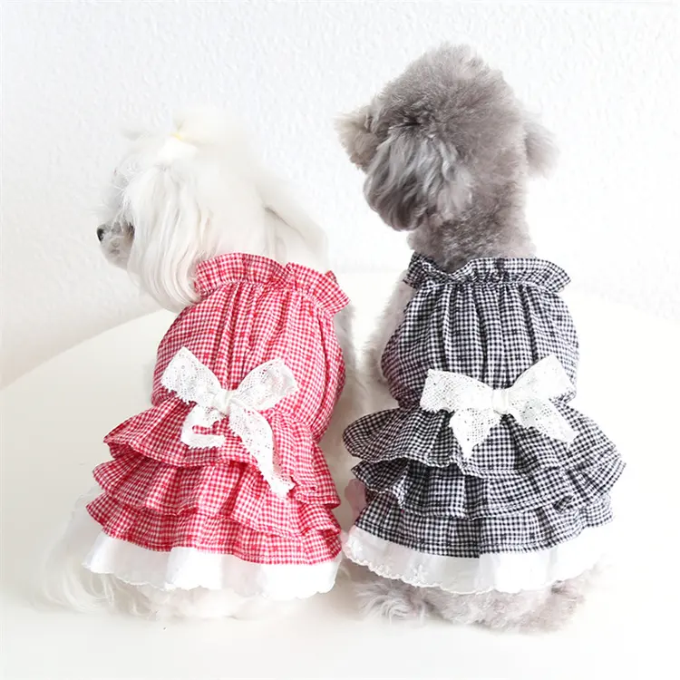 Heißeste Mori gebunden Taille Kuchen Kleid Baumwolle Haustier Kleidung Sommer billige Hunde kleidung für kleine Hunde