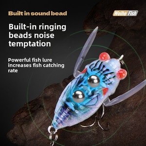 Weiheフローティングバイオニックシカーダ5Cm/6G 3フック可動翼内蔵ガラガラビーズABSシミュレーション昆虫用カープフィッシング湖 - Product Image 4