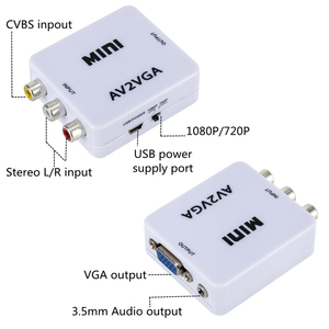AV RCA CVBS a VGA convertidor de Video VGA a AV RCA adaptador con Cable de Audio de 3,5mm para TV Box PC Monitor 1080P HDTV Mini convertidor