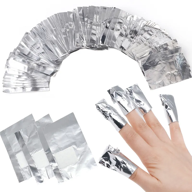 50/100 pçs/saco de papel alumínio folha de papel com almofada de algodão para remoção de unhas arte envolve ferramenta de folha de lata suprimentos para unhas