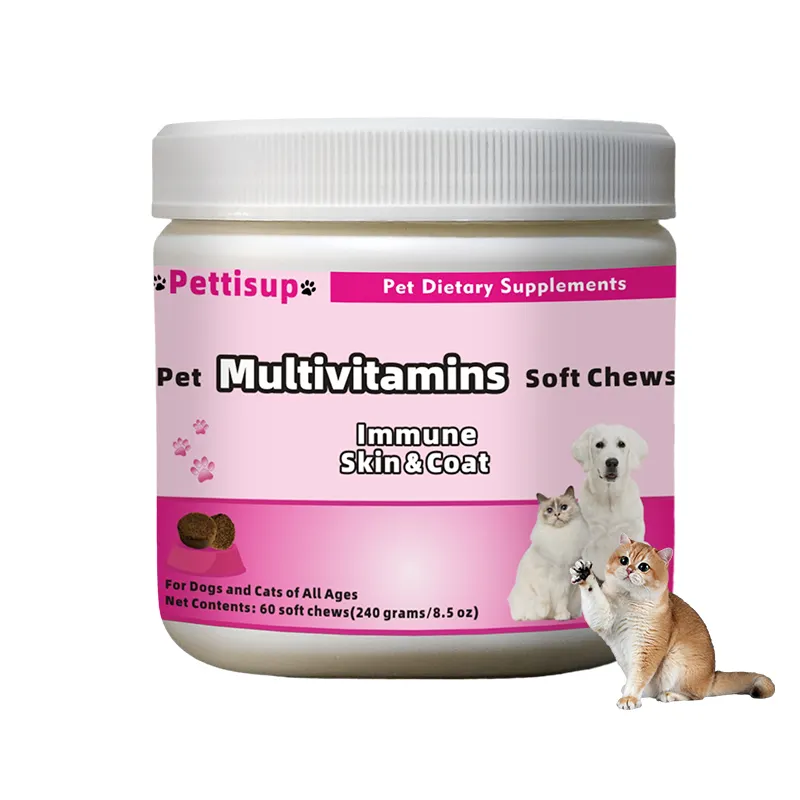 Pettisup Eigenmarke Multivitamin Weichköder für Hunde Immununterstützung Weichspeisen Multivitaminfutter für Haustier Haut- und Mantelgesundheit