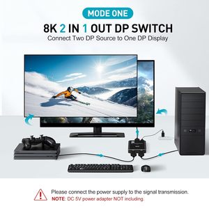 双方向DPスイッチセレクターボックス2x1または1x2 8K30Hz双方向DP 1.4スイッチャー4K120Hz手動DisplayPortスプリッター - Product Image 4