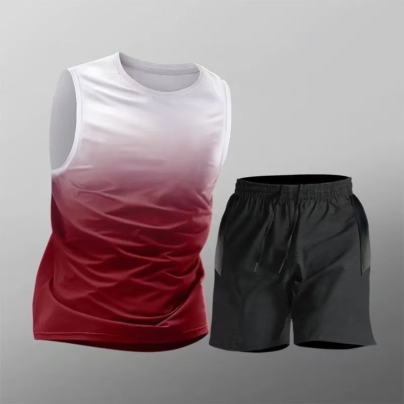 Gradient Red Tank Top Shorts Set