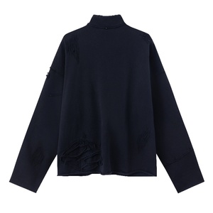 High Quality Washed Distressed Zip <strong>Open</strong> Sweatshirt Panel Embroidered Men's Hoodies and Sweatshirts - Product Image 2