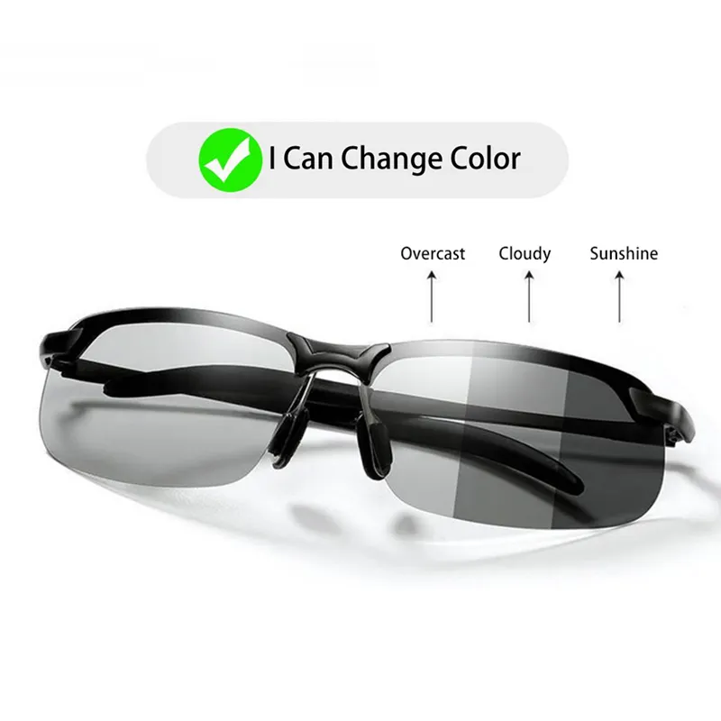 Gafas de sol fotocromáticas polarizadas para hombre, lentes de conducción camaleón, cambian de Color, visión nocturna de día, conducción
