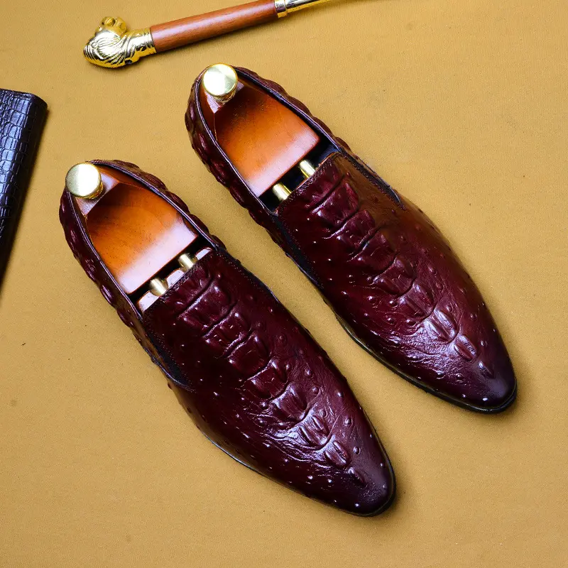 2023 Bestseller Men's Casual Business Respirável Crocodilo Padrão Moda Apontou Toe Vestido Sapatos Masculinos