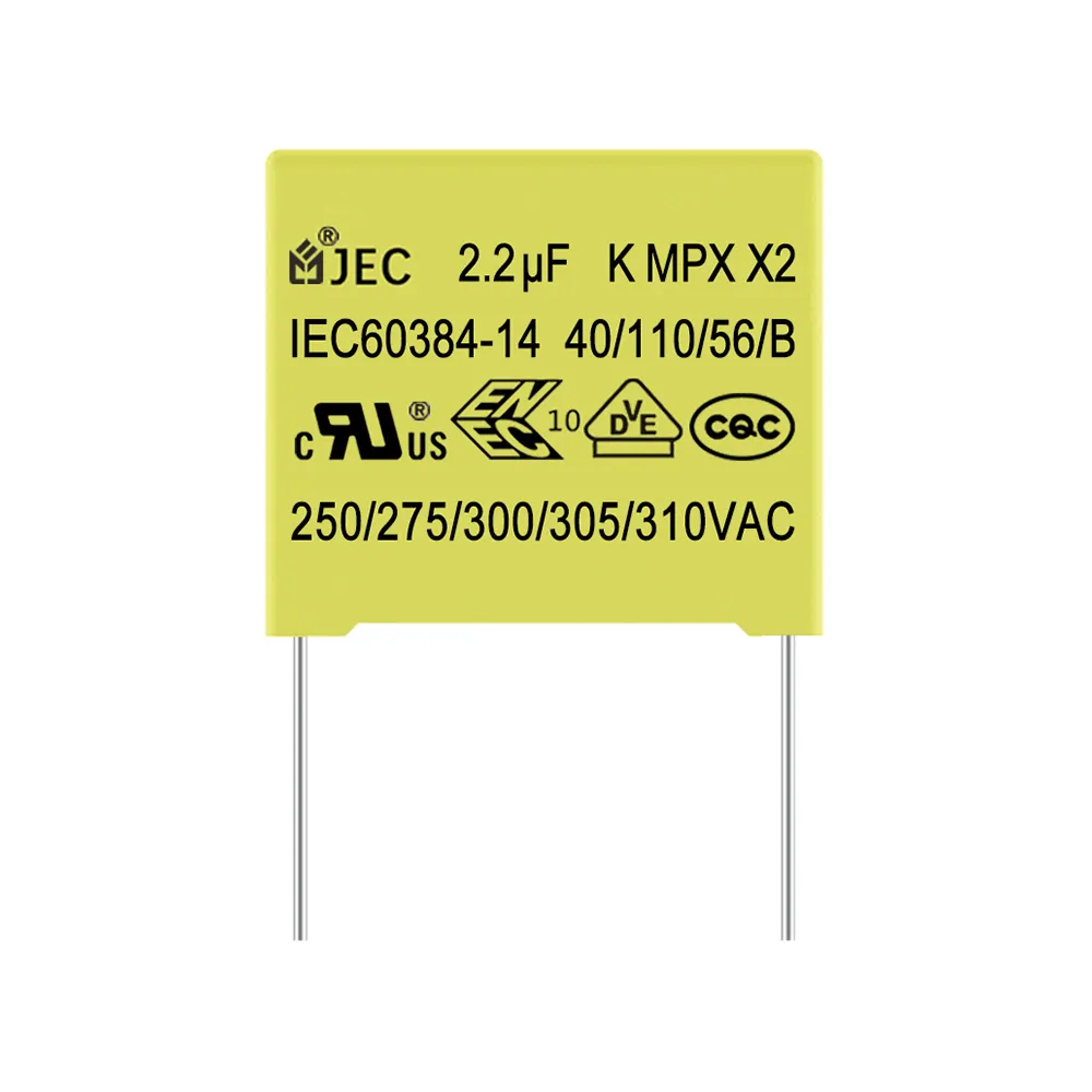 Condensador de película de polipropileno x2, 225, 275V, 310V, carcasa de plástico, condensador de sellado de resina epoxi, 2,2 uf para circuitos de pulso de CC y CA, X2-225