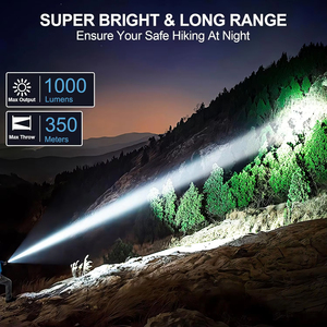 Cao Powered 1000lm IP65 không thấm nước đa chức năng <span class=keywords><strong>LED</strong></span> sạc chiến thuật đèn pin 350m tại chỗ chùm cho cắm trại câu cá - Product Image 6