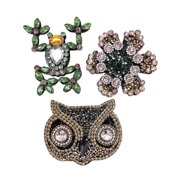 Vente en gros de tissu collant de nouvelle couleur de diamant de haute qualité grenouille hibou pâte vêtements sac accessoires bricolage décorations faites à la main