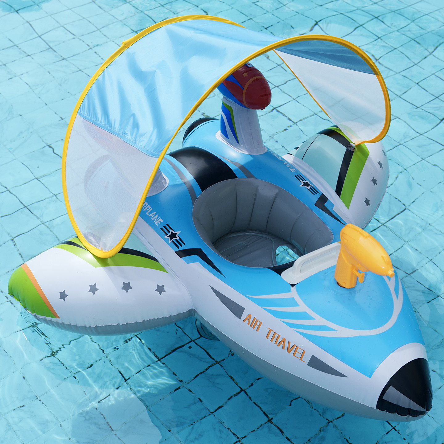 Blue-water gun plane boat-with canopy