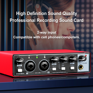 Nueva interfaz de audio profesional de 2 canales 24Bit 192Hkz y tarjeta de sonido USB para grabación en vivo - Product Image 2