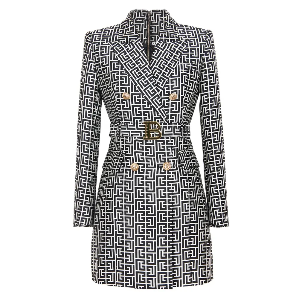 Nuovissimo modello geometrico di moda di lavorazione autunno inverno elegante signora donna Slim Office Blazer Dress