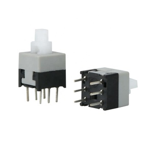 DPDT interruttore a pulsante a blocco automatico 6 Pin Dip PCB supporto 8x8mm plastica IP65 per Max. 1A/250V corrente 12V Max. Tensione - Product Image 1