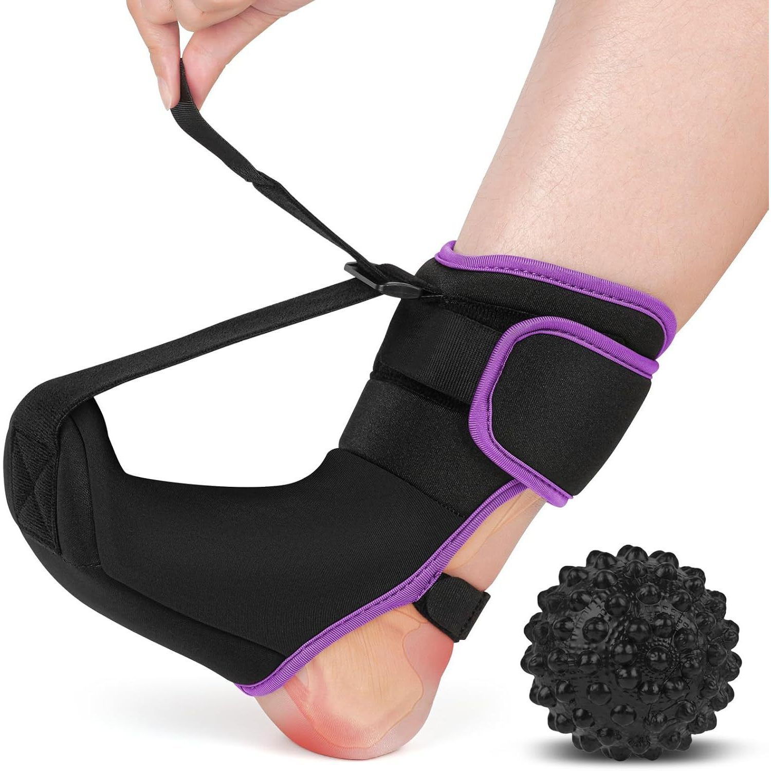 Purple footrest with 5cm black massage ball