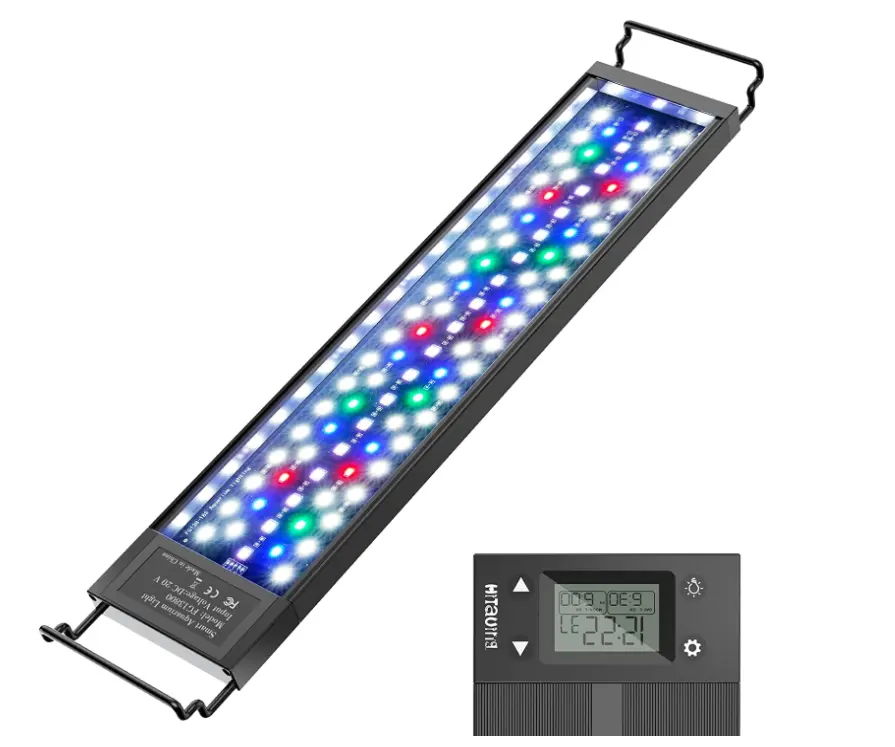 Timer On-Off automatico spettro completo alluminio pianta luce serbatoio di pesce LED WRGB impermeabile Multi colore acquario luci con Dimmer leggero