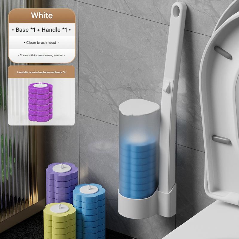 White Toilet Brush + Lavender Scented Refill Heads