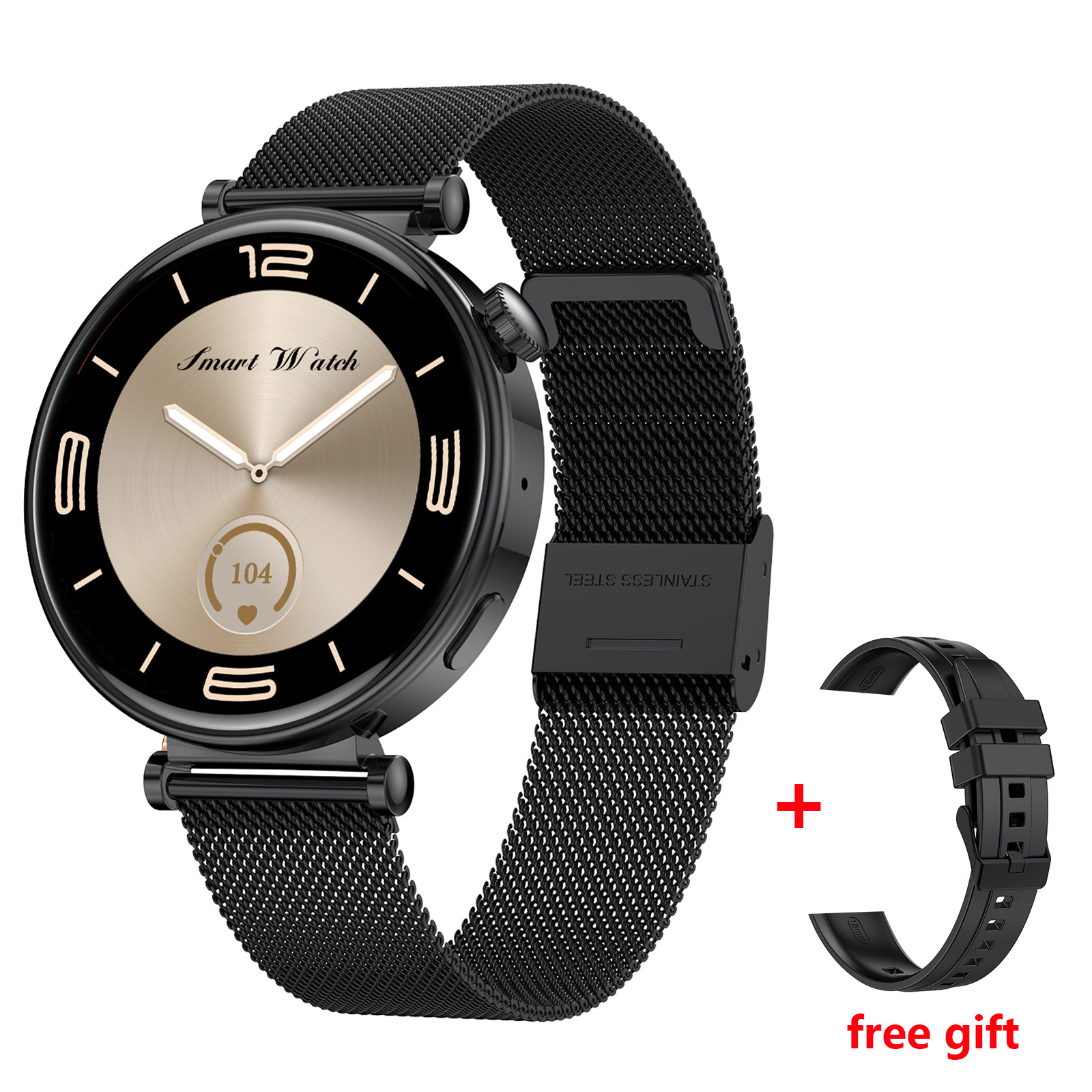 Black-metal+silicone strap
