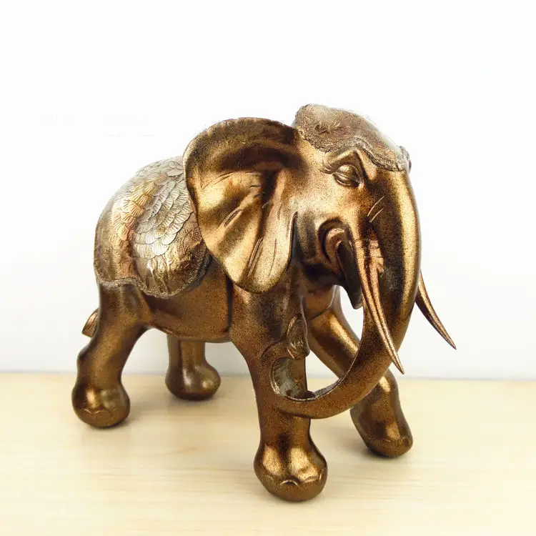 Modern Luxury Elephant Figurine Decoration Gift Resin Escultura De Elefante De Oro Home Office Gold Elephant Statue