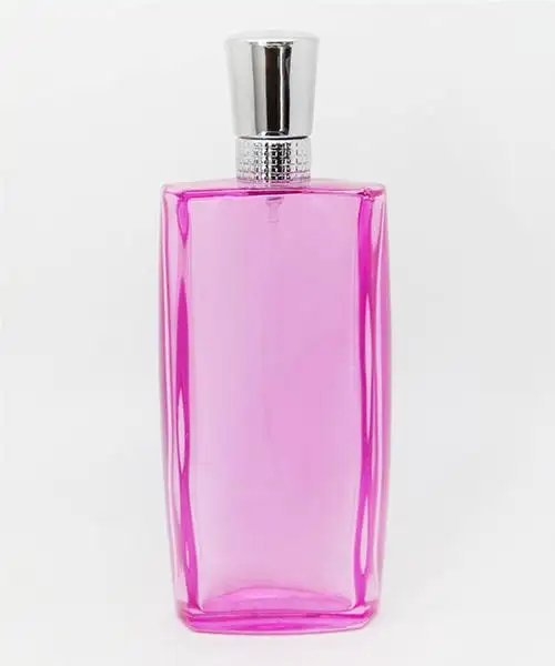 Luxury pink color women use empty cosmetic glass bottle 80ml with aluminum cap