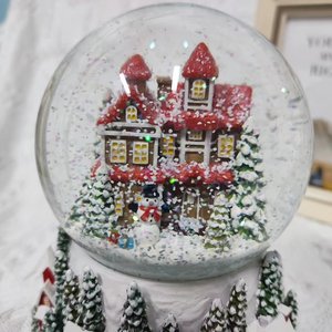 Noel evi manzara kar küre-el yapımı reçine kış köy dekor kar sahne ile, tatil ev hediye ve hatıra - Product Image 6