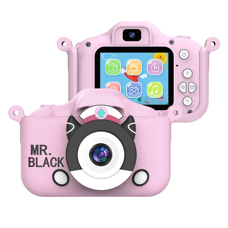 Самая дешевая 2,0 дюймов HD двойная линза детская селфи фотокамера Детская цифровая камера Встроенная 5 игр для От 3 до 9 лет мальчиков и девочек