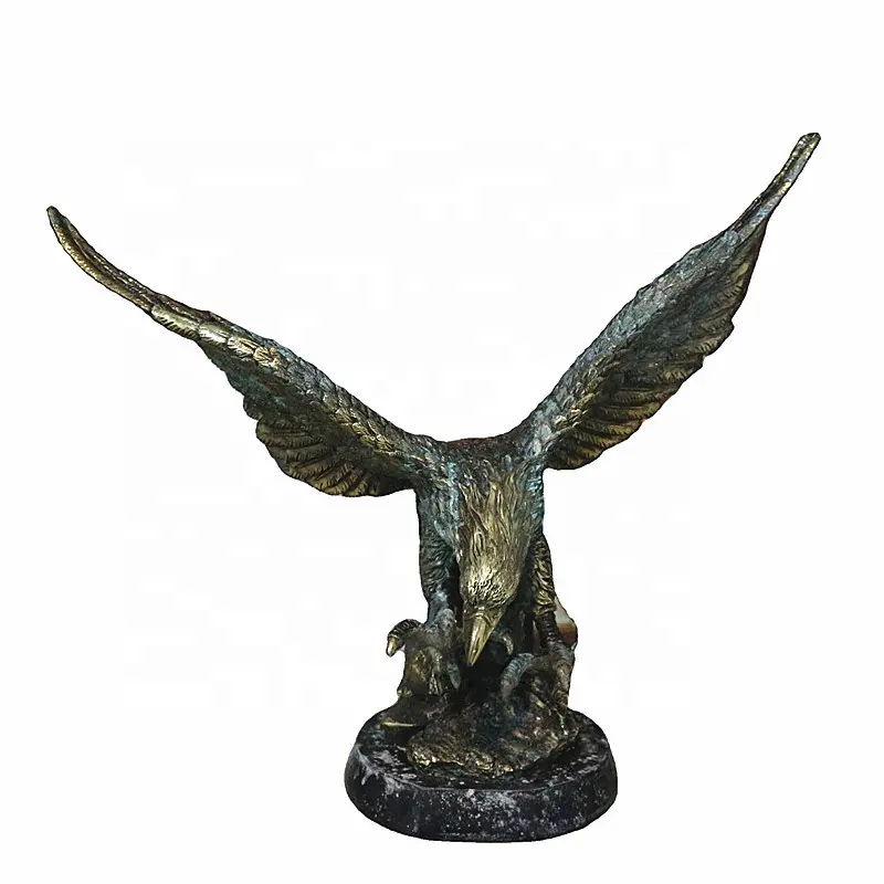 Bald Eagle Statue with Sculpture Bronze Eagle Figurine Sculpture with America Falg Bald Eagle Statue Home Decor Gift