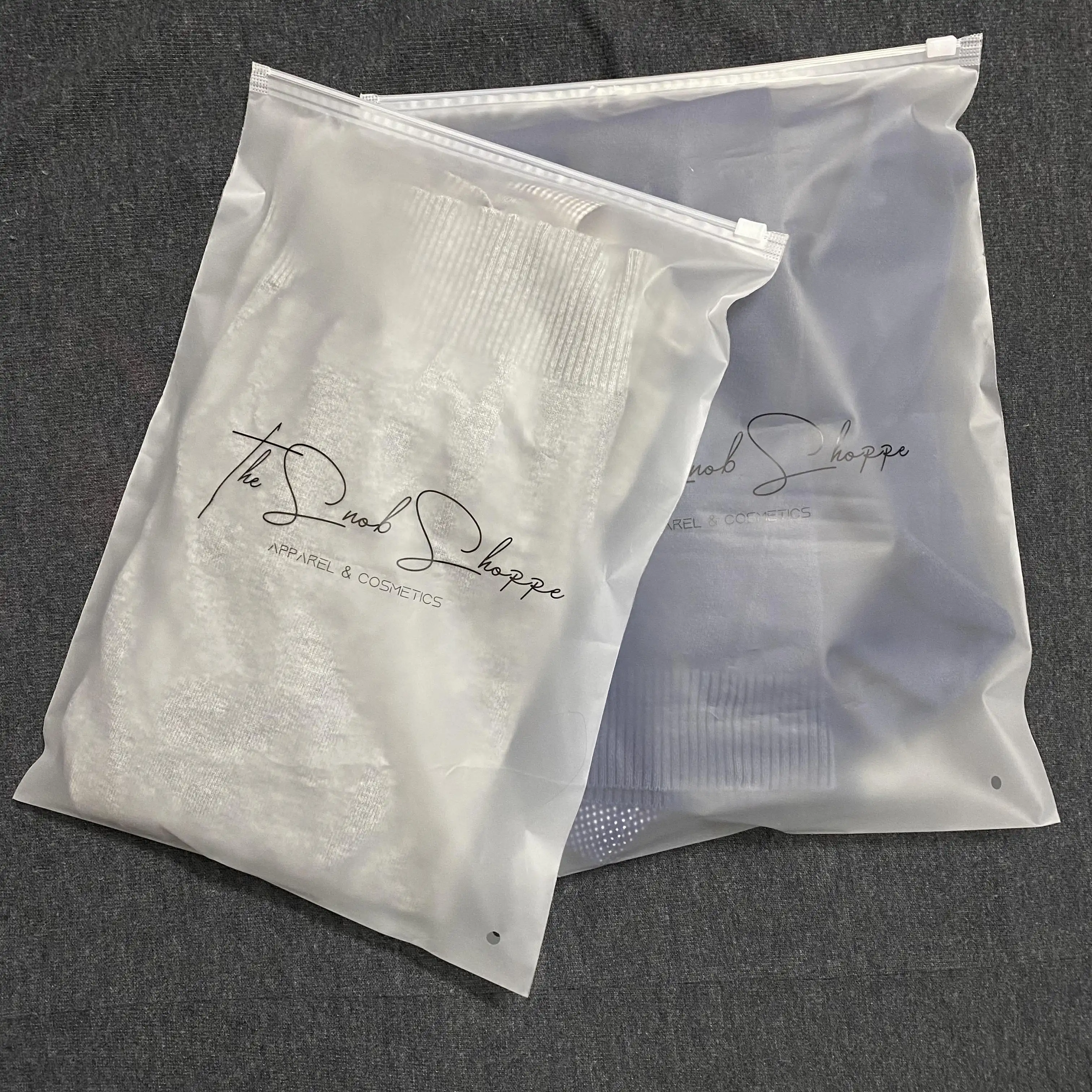 Logo imprimé personnalisé sacs biodégradables givrés ziplock fermeture éclair sacs en plastique sac d'emballage pour vêtements