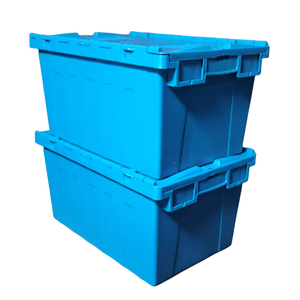 Caja de almacenamiento de plástico apilable y encajable que ahorra espacio con tapas Cajas de plástico - Product Image 4