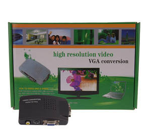 RCA CVBS Composite S-Video AV in to VGA Out Converter Adapter Alta resolución para Monitor Notebook Black