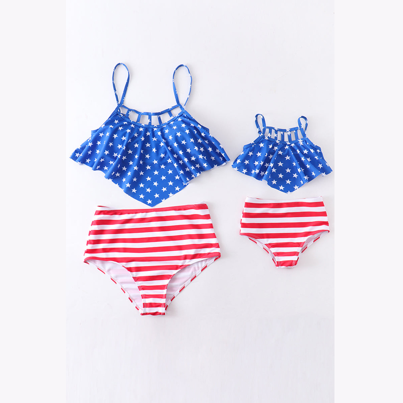 Costume da bagno patriottico con bandiera mamma e me