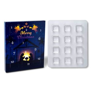 Özel noel ağacı altın folyo mat laminasyon 12 gün kakma ile boş balmumu eriyik Advent takvim kutusu - Product Image 1