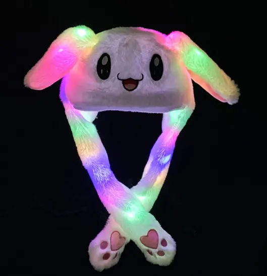 Sombrero con solapa de pato, sombrero de conejo Led para fiesta, muestra gratis, felpa personalizada para niños, juego/sombrero de oso con luz Led de felpa/felpa rellena