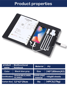 Custom Large Capacity Wireless Charging Power Bank Usb Flash Drives A5 PU <strong>Notebook</strong> - Product Image 2