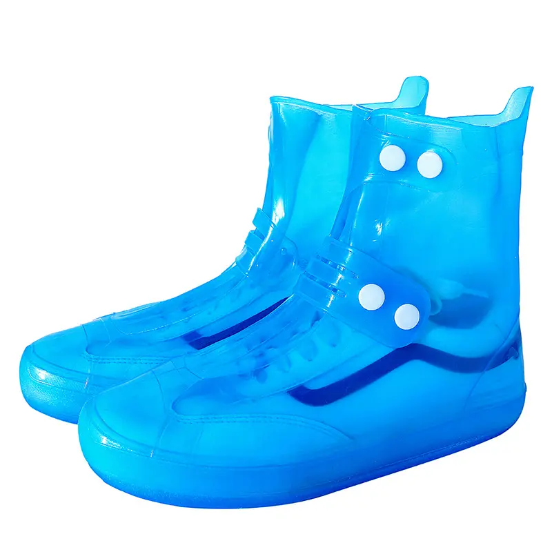 Toptan erkekler kadınlar yağmur geçirmez PVC yağmur çizmeleri kapak çocuk kaymaz su geçirmez PVC yağmur ayakkabı kapağı