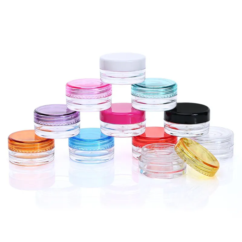 Mini kosong kecil bulat 2g 3g 5g seni Kuku Glitter bubuk debu Eye Shadow krim kosmetik plastik PS wadah Pot Jar