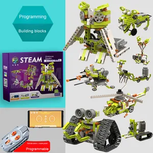 2025 creativo DIY Dual Motor programación bloques de construcción eléctricos STEM juguete educativo montaje mecánico Construcción de plástico