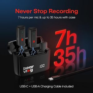 Wireless Microphone Set <strong>Portable</strong> Lavalier Microphones with 360 Sound Pickup Noise Reduction and Reverb <strong>Control</strong>