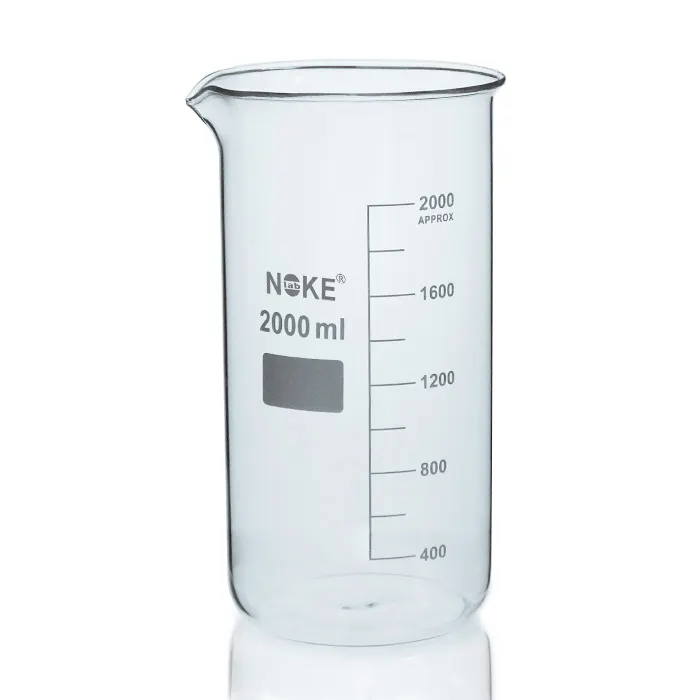 Graduado de 2000ml vaso de vidrio alto forma proveedor de laboratorio de química de vidrio