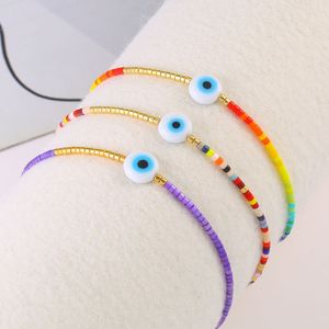 Colorido pequeño cuentas diablo ojo cadena tejida trenzada amistad azul mal de ojo cuentas cuerda pulseras